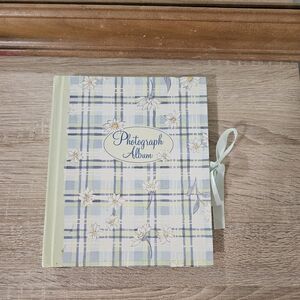 Photograph Album - Floral Plaid Design in Light Blue and Cream